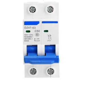 DZ47-63 C50 Dual-Pole Mini Circuit Breaker - White & Blue